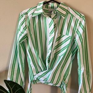 Green blouse from Ganni